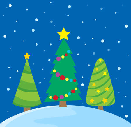 Stylized Christmas trees theme image 1 -   vector illustration.のイラスト素材