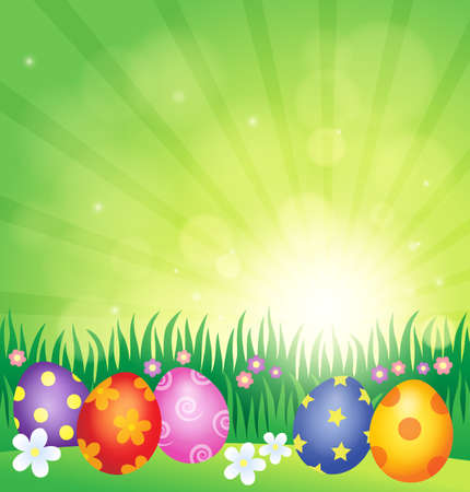 Decorated Easter eggs theme image.のイラスト素材