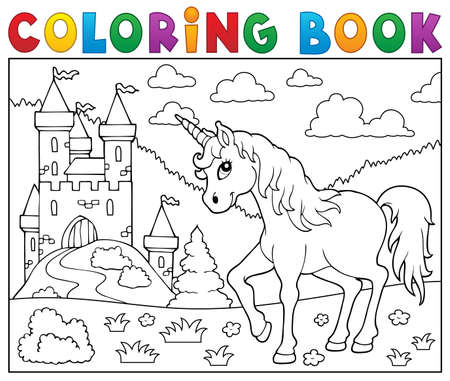 Coloring book unicorn.のイラスト素材