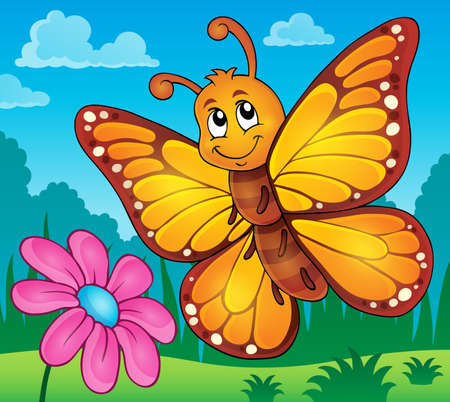 Happy butterfly topic image 2 - eps10 vector illustration.のイラスト素材