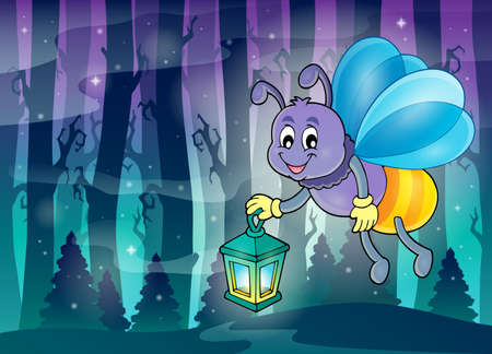 Firefly with lantern  vector illustration.のイラスト素材