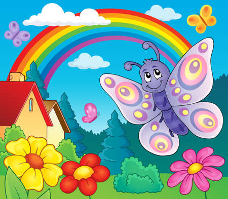 Happy butterfly  vector illustration.のイラスト素材