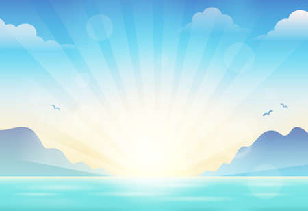 Sunset seascapeのイラスト素材