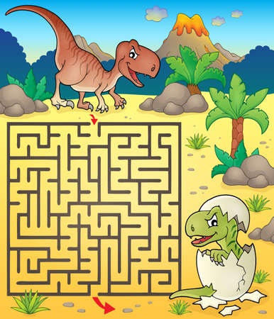Maze 3 with dinosaur themeのイラスト素材