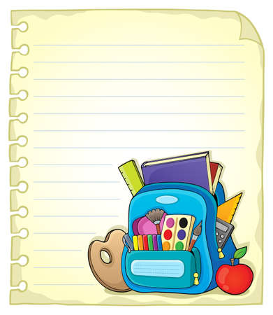 Notebook page with schoolbag 1 - vector illustration.のイラスト素材