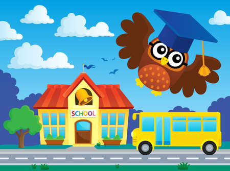 Stylized school owl theme image 2 - eps10 vector illustration.のイラスト素材