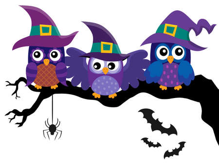 Owl witches theme imageのイラスト素材