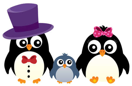 Stylized penguin familyのイラスト素材