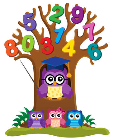 Tree with stylized school owl themeのイラスト素材