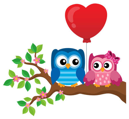 Valentine owls themeのイラスト素材