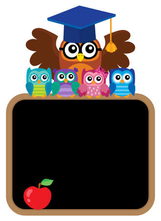 Owl teacher and owlets themeのイラスト素材
