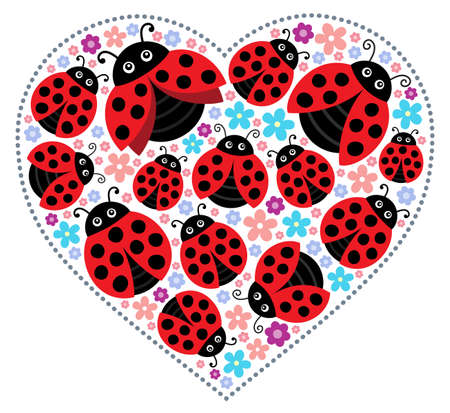 Valentine ladybugs theme imageのイラスト素材