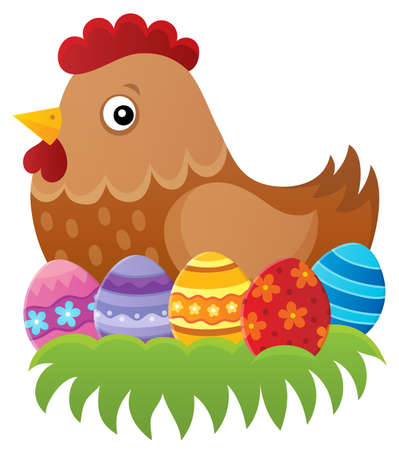 Easter hen theme image 1 - eps10 vector illustration.のイラスト素材