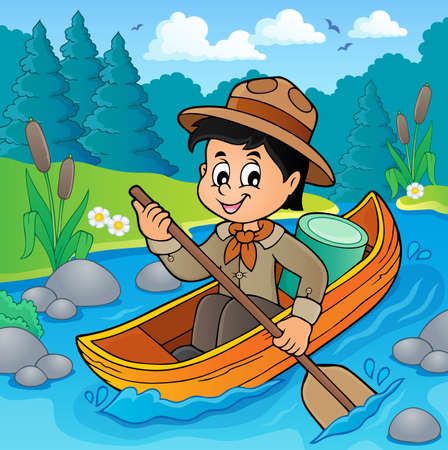 Water scout boy theme image 2 - eps10 vector illustration.のイラスト素材