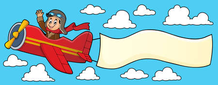 Retro airplane with banner theme 4 - eps10 vector illustration.のイラスト素材
