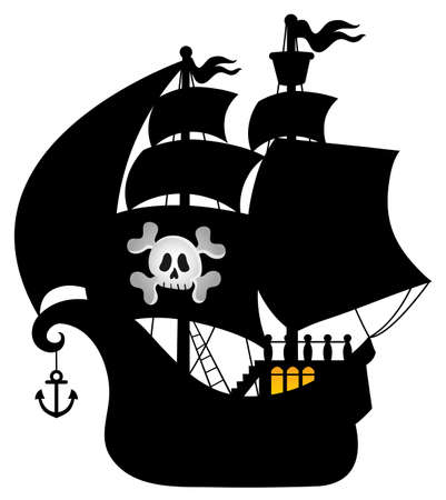 Pirate vessel silhouette theme 1 - eps10 vector illustration.のイラスト素材