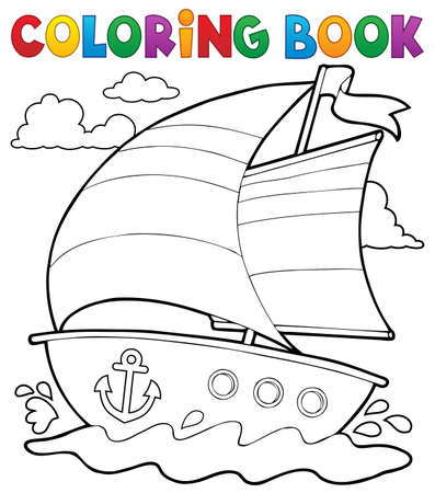 Coloring book nautical boat 1 - eps10 vector illustration.のイラスト素材