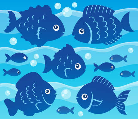 Water and fish silhouettes image 3 - eps10 vector illustration.のイラスト素材