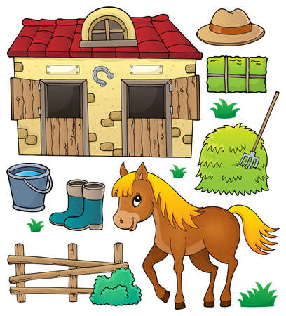 Horse and related objects theme set - eps10 vector illustration.のイラスト素材