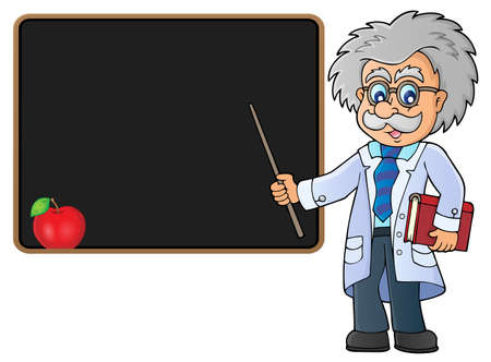 Scientist by blackboard theme image 2 - eps10 vector illustration.のイラスト素材