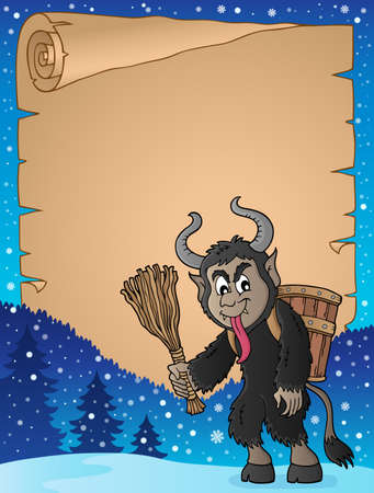 Parchment with Krampus themeのイラスト素材
