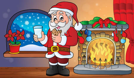 Santa Claus glass of milk and cookies themeのイラスト素材