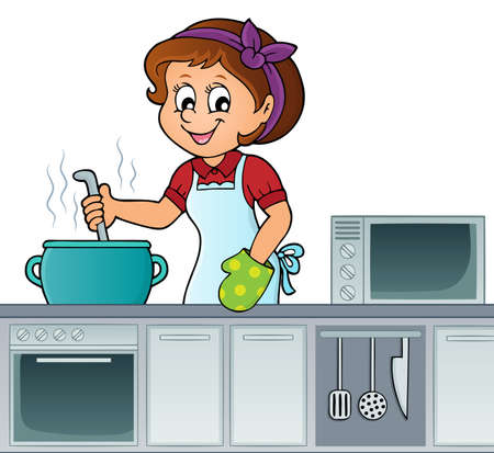 Female cook topic image 2 - eps10 vector illustration.のイラスト素材