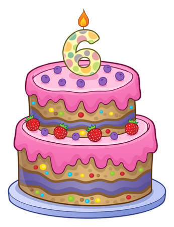 Two layered cake for 6 years old.のイラスト素材
