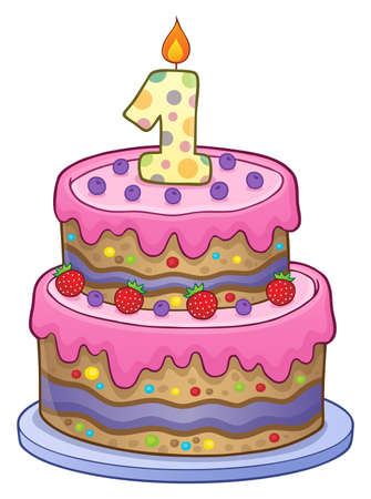Two layered cake for 1 year old.のイラスト素材