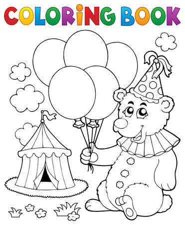 Coloring book bear with balloons - eps10 vector illustration.のイラスト素材