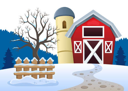 Winter farmland theme 2 - eps10 vector illustration.のイラスト素材