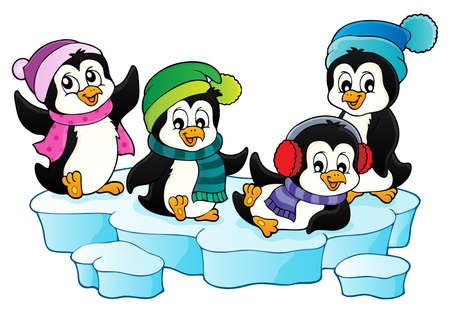 Happy winter penguins topic  vector illustration.のイラスト素材