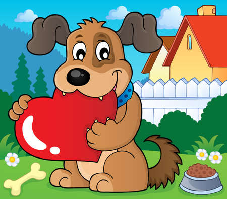 Valentine dog theme imageのイラスト素材