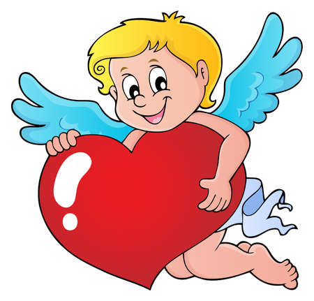 Cupid holding stylized heart imageのイラスト素材