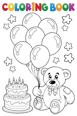 Coloring book teddy bear themeのイラスト素材
