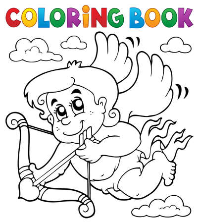 Coloring book Cupid topicのイラスト素材