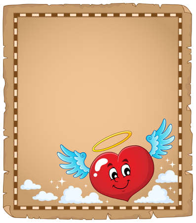 Valentine heart with wings and halo illustration.のイラスト素材