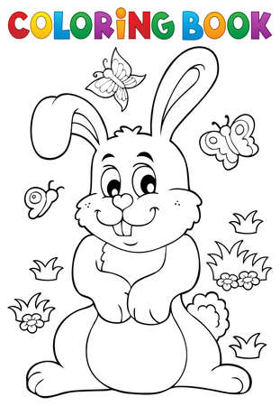 Coloring book rabbit theme vector illustration.のイラスト素材