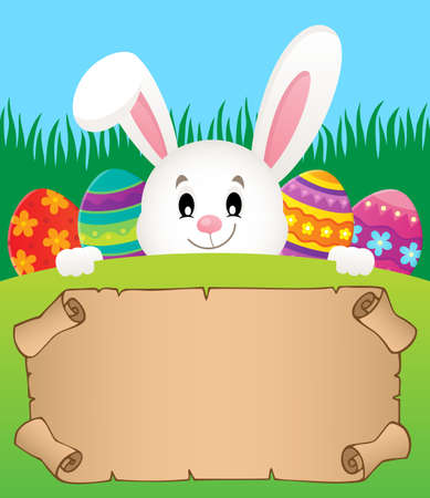 Parchment and Easter bunny theme vector illustration.のイラスト素材