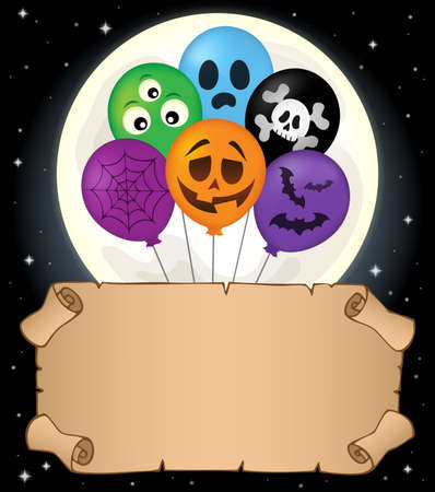 Small parchment and Halloween balloons vector illustration.のイラスト素材