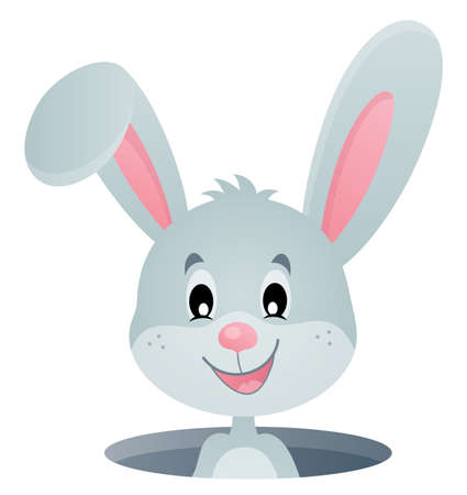 Rabbit lurking from hole image  vector illustration.のイラスト素材