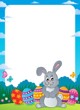 Frame with Easter rabbit thematics vector illustration.のイラスト素材