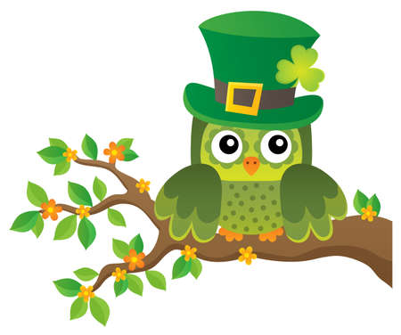 St Patrick's Day theme with owl imageのイラスト素材