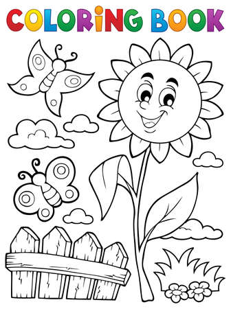 Coloring book flower topic 7 - eps10 vector illustration.のイラスト素材