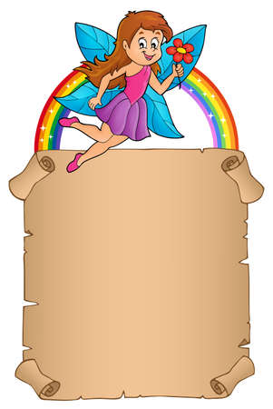 Parchment with happy fairy theme 2 - eps10 vector illustration.のイラスト素材