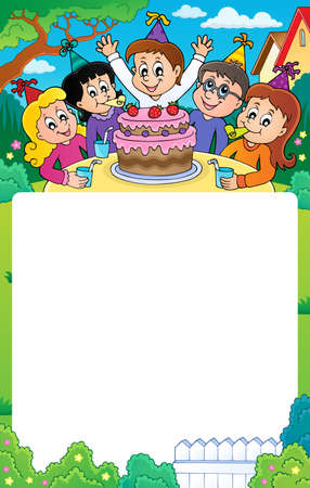 Kids party topic frame 3 - eps10 vector illustration.のイラスト素材