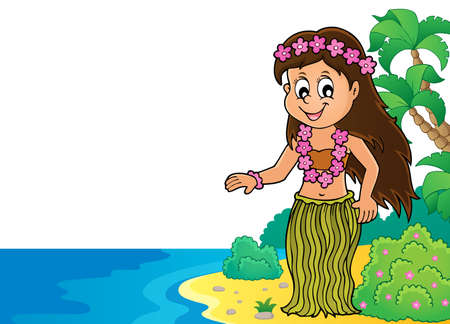 Hawaiian theme dancer imageのイラスト素材