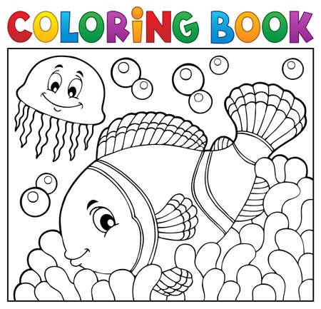 Coloring book clownfish topic 2 - eps10 vector illustration.のイラスト素材