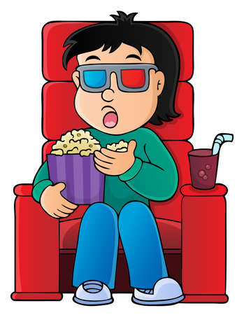 Boy in cinema theme image 1 - eps10 vector illustration.のイラスト素材