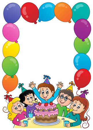 Kids party topic frame 1 - eps10 vector illustration.のイラスト素材